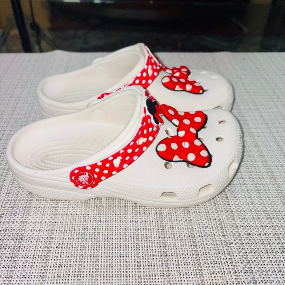 CROCS Red and White Polka Dot Bow Clogs